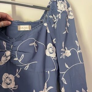Blue Floral Embroidered dress